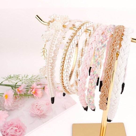 10Pcs Pearl Beaded Metal Headbands for Girls Women Elegant Hair Accessories main image 6